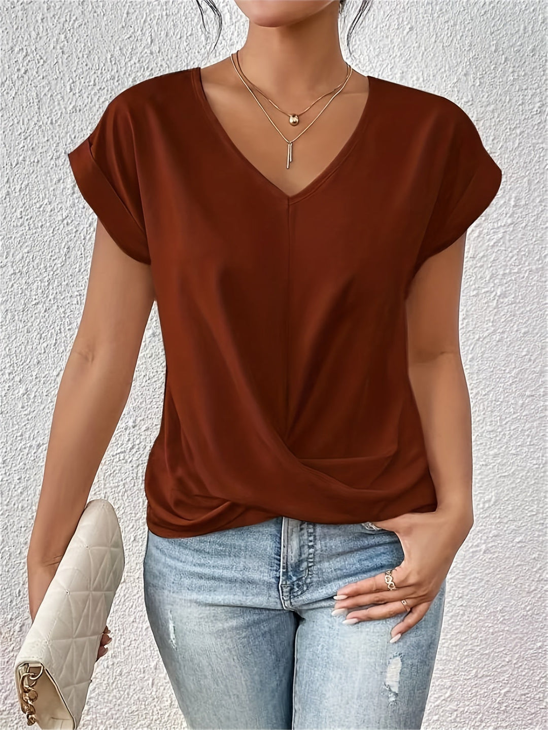 Clea | Casual T-shirt Met V-Hals (1+1 Gratis)
